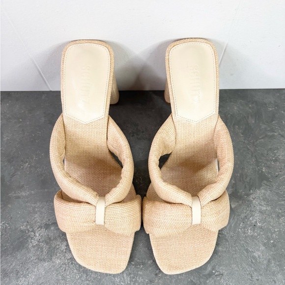 Schutz Fairy High Sandals crisscross strap pleated knot detail block heel sz 10 - Picture 4 of 6